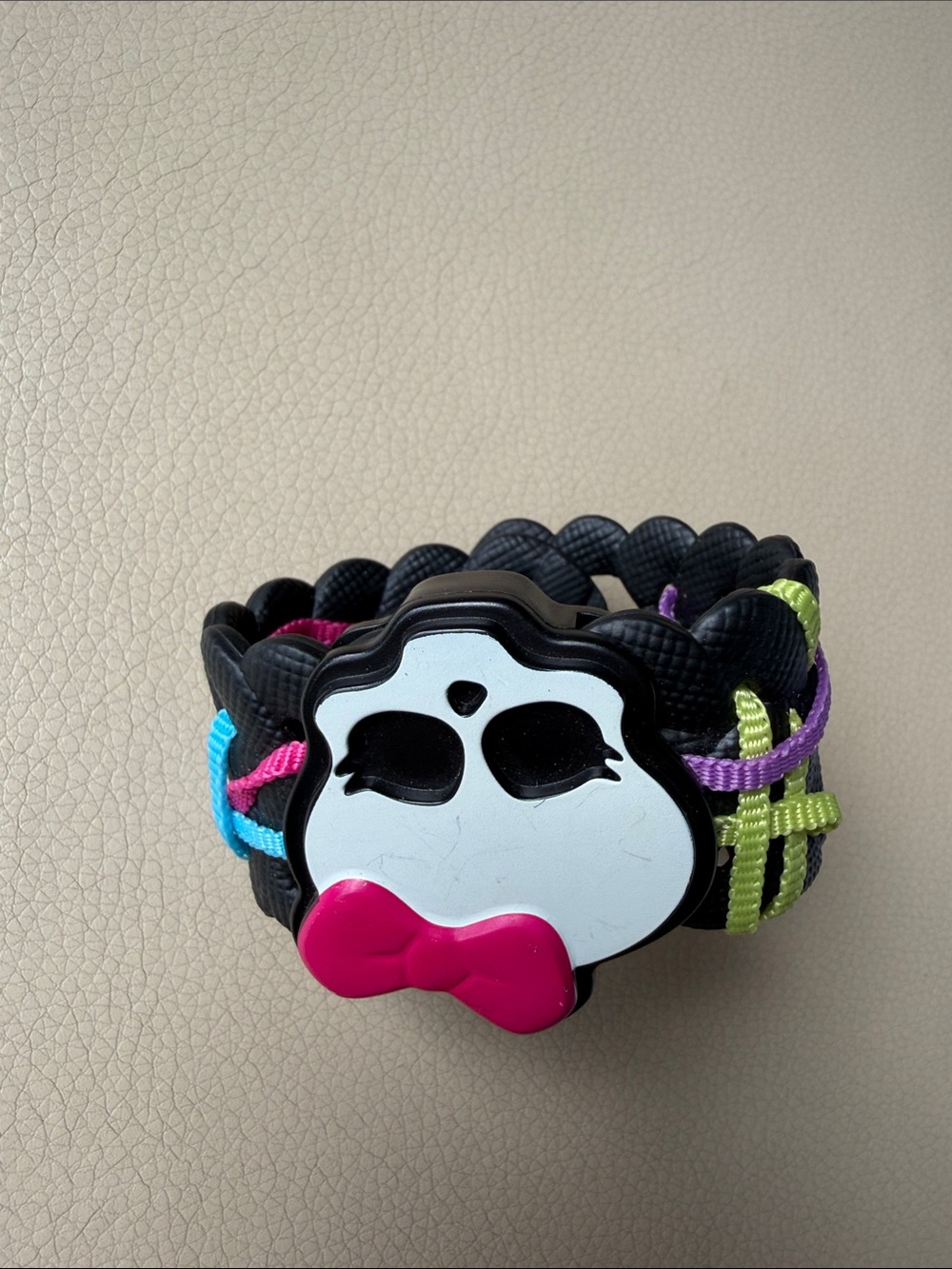 Mattel Monster High Bracelet with White Skull Charm and Pink Bow